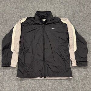 Vintage Nike Jacket Mens Large Black Gray Full Zip Golf Windbreaker Casual Y2K